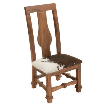 Golden Walnut Upholstered Cowhide Dining Chair