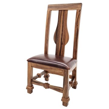 Golden Walnut Upholstered Dining Chair - Burnt Umber Cypress Leather