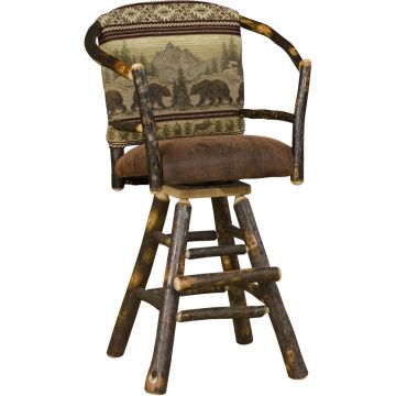 Rustic Hickory Hoop Swivel Barstool