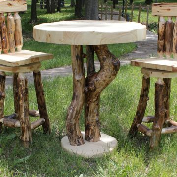 Aspen Log Snow Bent Pub Table