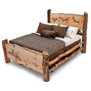 Hand Carved Log Bed
