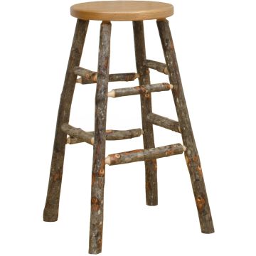 Rustic Hickory Log Kitchen Stool