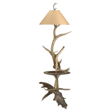 Elk & Moose Floor Lamp with Table