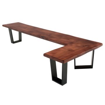 CUSTOM FINISH - Live Edge Natural Wood Corner Bench - Maple - CUSTOM Red Mahogany Finish