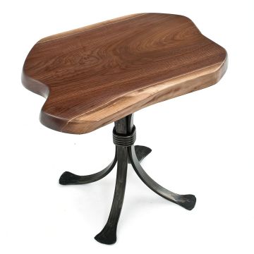 Live Edge Slab Side Table - Black Walnut - Clear Finish