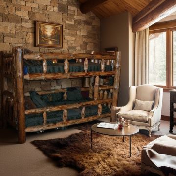 Handcrafted Log Furniture: Some lifestyle images are created with AI for visualization purposes. Crafted from natural solid wood, each piece is unique and will vary.
