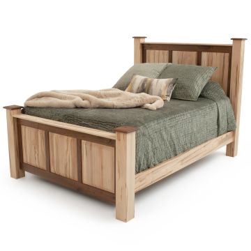 Contemporary Cabin Maple & Walnut Triple Panel Bed