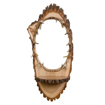 Oval Slab Antler Mirror