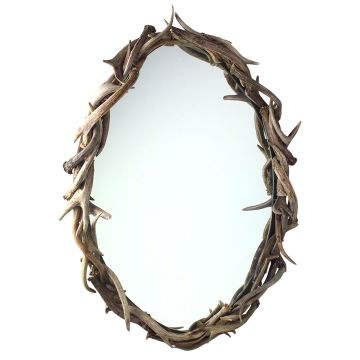 Oval Whitetail Antler Mirror