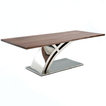 Modern Cantilever Natural Wood Table - Live Edge Black Walnut Tabletop - Natural Clear Finish