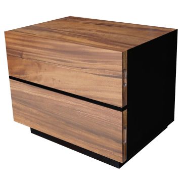 Modern Chic 2 Drawer Wood Nightstand - Golden Walnut - Ebony Mahogany Accent