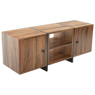 Modern Golden Walnut Entertainment Center