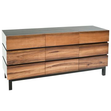 Modern Golden Walnut 9 Drawer Sideboard