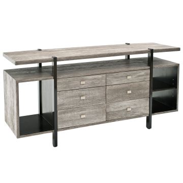 Modern Rustic Open Shelf Sideboard shown in Urban Graphite Reclaimed Wood