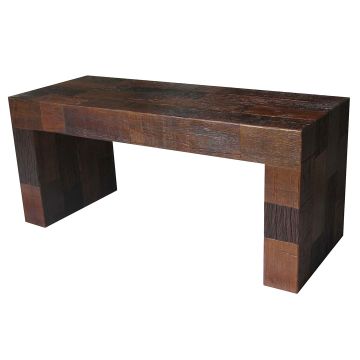 Modern Rustic Reclaimed Teak & Mahogany Bench
