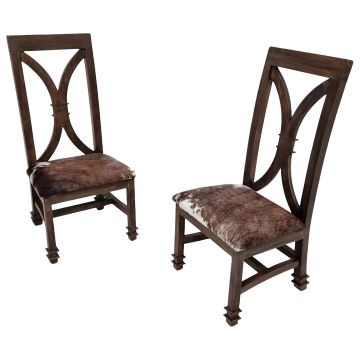 Modern Tuscan Cowhide Dining Chairs