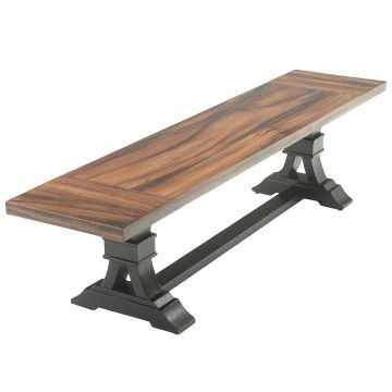 Modern Tuscan Natural Wood Dining Bench - Golden Walnut & Ebony Mahogany