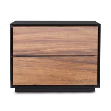 Modern Golden Walnut 2 Drawer Nightstand
