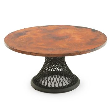 Modern Hammered Copper Round Dining Table