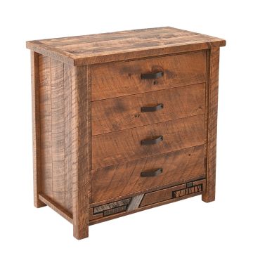 Rustic Mosaic 4 Drawer Barnwood Chest