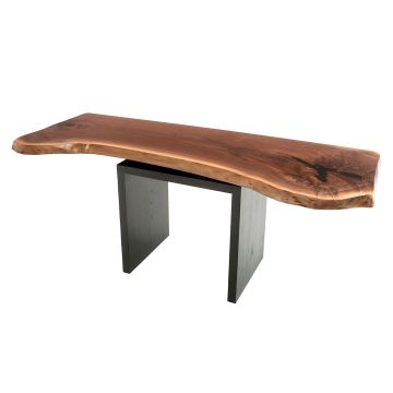 Natural Live Edge Chrome Riser Sofa Table
