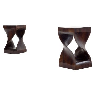 Natural Wood Pedestal End Tables - Helix