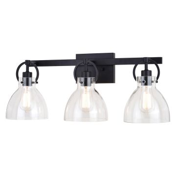 Ogden 3-Light Matte Black Vanity Light