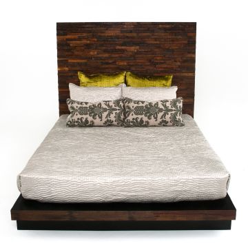Reclaimed Stacked Wood Platform Bed