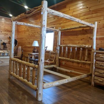 Rust Valley Red Cedar Log Canopy Bed 