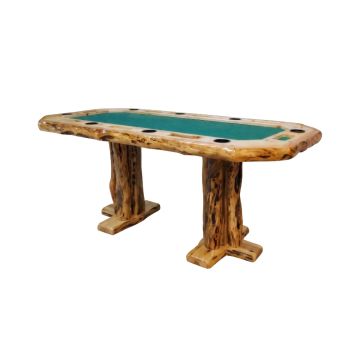 Beartooth Aspen Grande Log Pub Poker Table - 84" - Wild Panel & Gnarly Log - Green Felt
