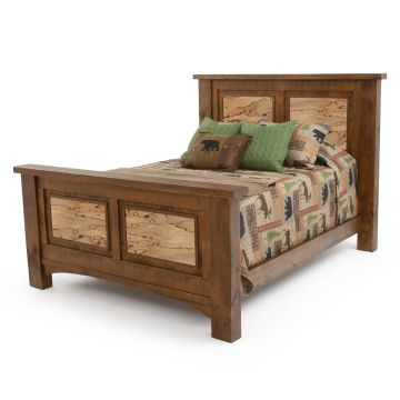 River Rustic Barnwood Maple Panel Bed - Antique Barnwood Finish
