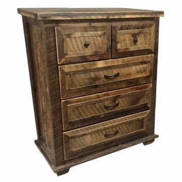 Rural Root 5 Drawer Weathered Wood Bachelor Chest