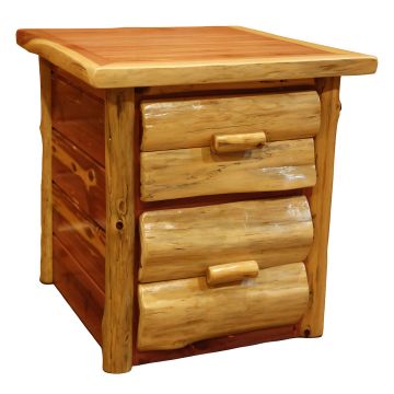 Rust Valley Red Cedar 2 Drawer Log Nightstand