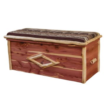 Rust Valley Red Cedar Cushion Top Blanket Chest - Bear Run Fabric 