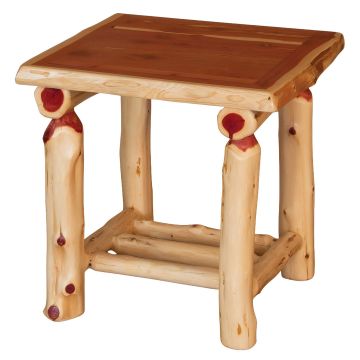 Rust Valley Red Cedar Log Open Shelf Nightstand