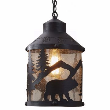 Rustic Black Bear Pendant Light