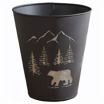 Rustic Black Bear Waste Basket