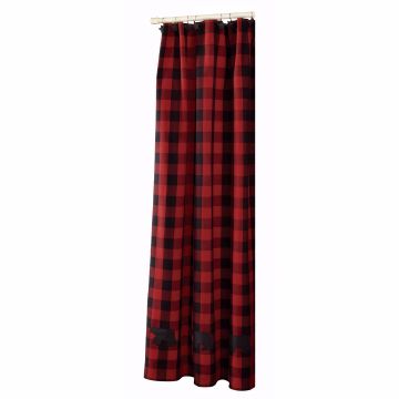 Rustic Buffalo Check Black Bear Fabric Shower Curtain