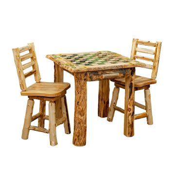 Rustic Aspen Hand-Painted Checker Board Table - 36"H (stools not included)