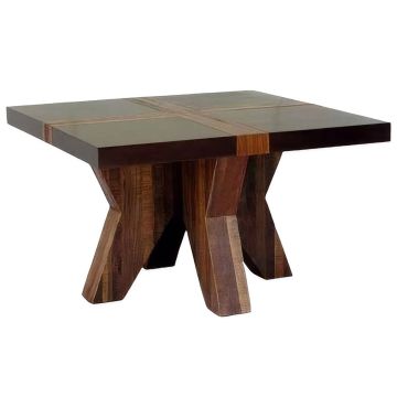 Square Rustic Contemporary Dining Table shown with Ebony Mahogany Top