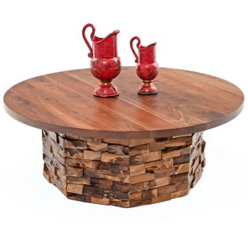 Rustic Craftsman Teak Brick Coffee Table
