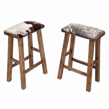 Rustic Farmhouse Cowhide Bar Stools