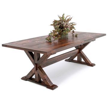 Rustic Farmstead Gathering Dining Table - Blasted Alder - Rustic Redwood Finish