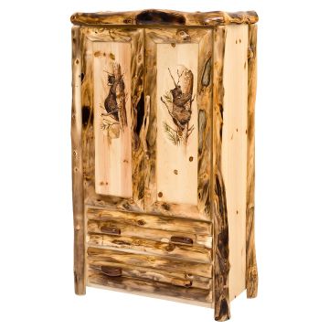 Rustic Hand-Carved Log Armoire