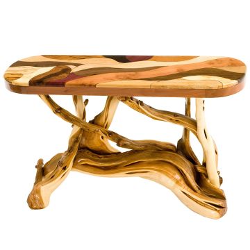 Rustic Mosaic Juniper Log Sofa Table