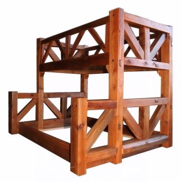Rustic Reclaimed Barn Wood Timber Frame Bunk Bed