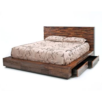 Rustic Reclaimed Strip 4 Drawer Platform Bed