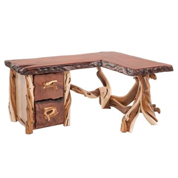 Rustic Redwood & Juniper Live Edge Corner Desk