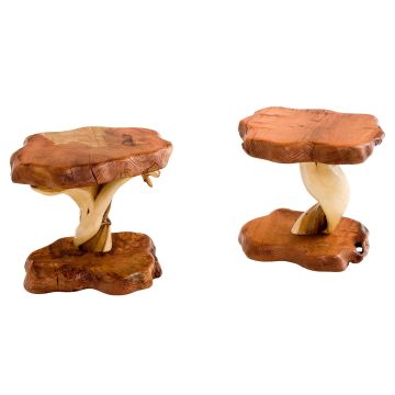 Rustic Redwood & Juniper Log End Tables