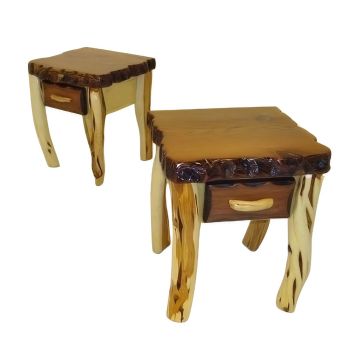 Rustic Redwood & Juniper Log End Tables and Nightstands